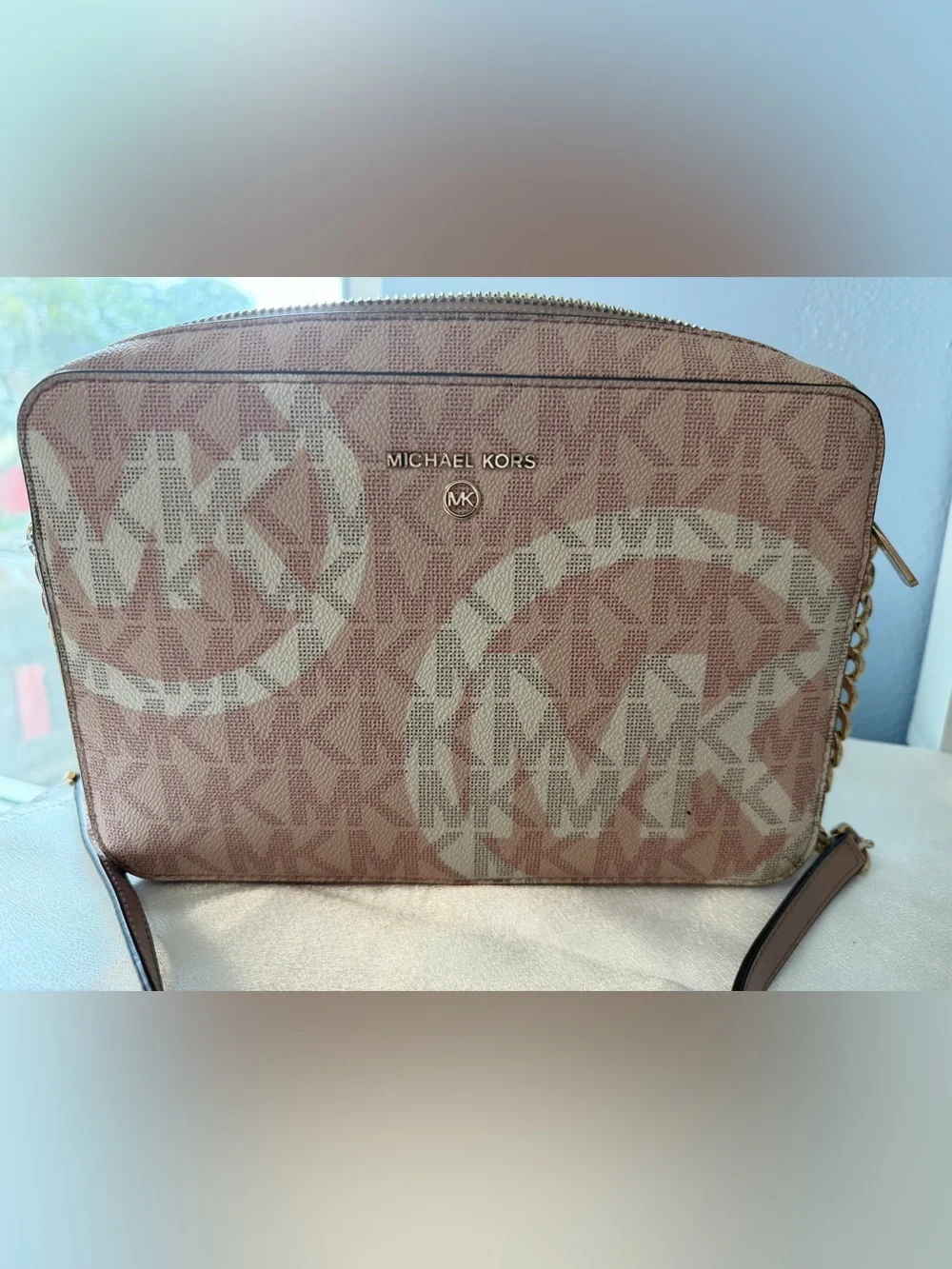 Michael Kors Blush Pink MK Logo Crossbody Bag